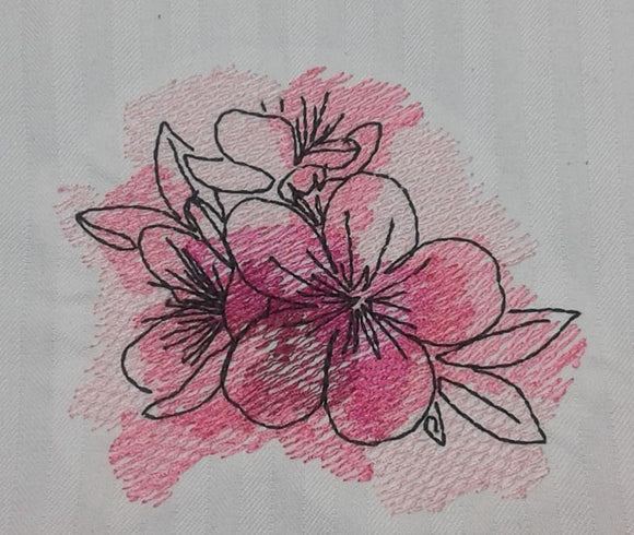 ITH Digital Embroidery Pattern for Cherry Blossom Sketch, 4X4 Hoop