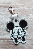 ITH Digital Embroidery Pattern for Mid Finger M Mouse Snap Tab / Key Chain, 4X4 Hoop