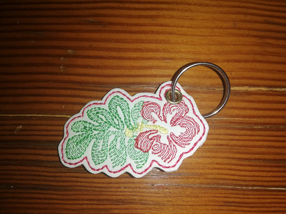 ITH Digital Embroidery Pattern for Hibiscus Zipper Pull, 4X4 Hoop