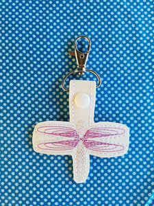 ITH Digital Embroidery Pattern for Spiral Dragonfly Snap Tab / Key Chain, 4X4 Hoop