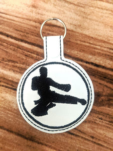 ITH Digital Embroidery Pattern For Flying Kick Snap Tab / Key Chain, 4X4 Hoop