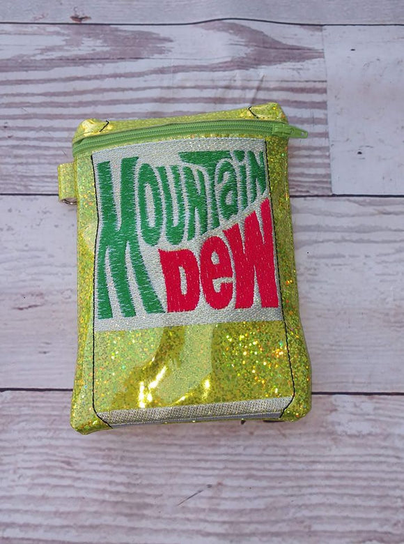 ITH Digital Embroidery Pattern for Retro Mnt Dew Can 5X7 Zipper Bag Unlined, 5X7 Hoop