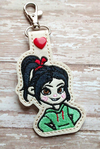 ITH Digital Embroidery Pattern for Vanellope VS Snap Tab / Key Chain, 4X4 Hoop