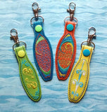 ITH Digital Embroidery Pattern for Seahorse Surfboard Snap Tab / Key Chain, 4X4 Hoop