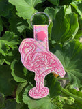 ITH Ditial Embroidery Pattern for Tribal Flamingo Snap Tab / Key Chain, 4X4 Hoop