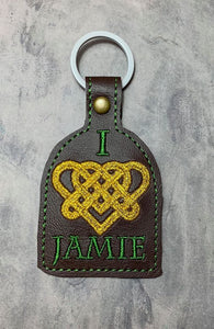 ITH Digital Embroidery Pattern for Outlander I Love Jamie Snap Tab / Key Chain, 4X4 Hoop