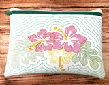 ITH Digital Embroidery Pattern for Hibiscus Echo 5X7 Zipper Pouch Unlined with Zipper Pull, 5X7 Hoop