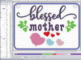 ITH Digital Embroidery Pattern for Blessed Mother 2 Children 5X7 Sign, 5X7 Hoop
