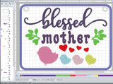 ITH Digital Embroidery Pattern for Blessed Mother with 3 Children 5X7 Sign, 5X7 Hoop