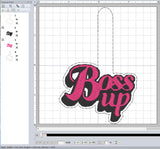 ITH Digital Embroidery Pattern for Boss Up Snap Tab / Key Chain, 4X4 Hoop
