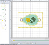 ITH Digital Embroidery Pattern for Bracelet Charm Daffodil Sketch Egg, 2X2 Hoop