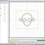 ITH Digital Embroidery Pattern for Bracelet Charm Alien, 2X2 Hoop