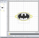 ITH Digital Embroidery Pattern for Bracelet Charm Batman, 2X2 Hoop