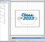 ITH Digital Embroidery Pattern for Bracelet Charm Class of 2023, 2X2 Hoop