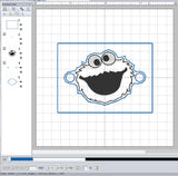 ITH Digital Embroidery Pattern for Bracelet Charm Cook Monster, 2X2 Hoop
