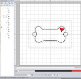 ITH Digital Embroidery Pattern for Bracelet/Shoe Charm Dog Bone, 2X2 Hoop