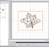 ITH Digital Embroidery Pattern for Bracelet Charm Fall Leaf, 2X2 Hoop