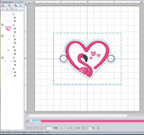 ITH Digital Embroidery Pattern for Barcelet Charm Flamingo Heart III, 2X2 Hoop
