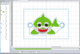 ITH Digital Embroidery Pattern for Bracelet Charm Grandpa Shark, 2X2 Hoop