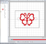 ITH Digital Embroidery Pattern for Bracelet Charm Heart Winged Butterfly, 2X2 Hoop