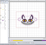 ITH Digital Embroidery Pattern for Bracelet Charm invisible Cat, 2X2 Hoop