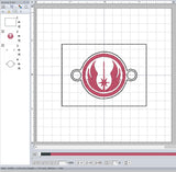 ITH Digital Embroidery Pattern for Bracelet Charm Jedi, 2X2 Hoop