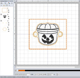 ITH Digital Embroidery Pattern For Bracelet Charm McD Pumpkin Bucket, 2X2 Hoop