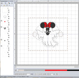 ITH Digital Embroidery Pattern for Bracelet Charm Minnie Ghost, 2X2 Hoop