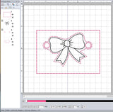 ITH Digital Embroidery Pattern for Bracelet Charm Outline Bow, 2X2 Hoop