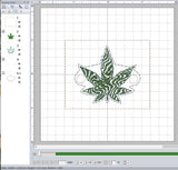 ITH Digital Embroidery Pattern for Bracelet Charm Psychedelic Leaf, 2X2 Hoop