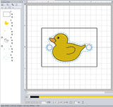 ITH Digital Embroidery Pattern for Bracelet Charm Rubber Duck, 2X@ Hoop