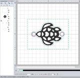 ITH Digital Embroidery Pattern for Bracelet Charm Sea Turtle, 2X2 Hoop