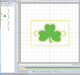 ITH Digital Embroidery Pattern for Bracelet Charm Shamrock, 2X2 Hoop