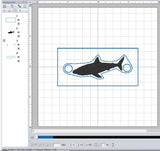 ITH Digital Embroidery Pattern for Bracelet Charm Shark, 2X2 Hoop