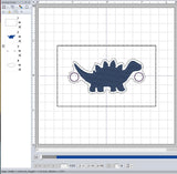 ITH Digital Embroidery Pattern for Bracelet Charm Stegosaurus, 2X2 Hoop
