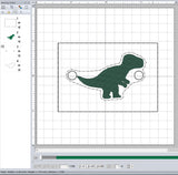 ITH Digital Embroidery Pattern for Bracelet Charm T-Rex, 2X2 Hoop