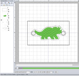 ITH Digital Embroidery Pattern for Bracelet Charm Triceratops, 2X2 Hoop