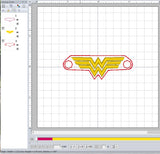 ITH Digital Embroidery Pattern for Bracelet Charm Wonder Woman, 2X2 Hoop