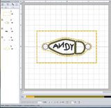 ITH Digital Embroidery Pattern for Bracelet Charm Woody ANDY Boot, 2X2 Hoop
