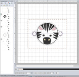 ITH Digital Embroidery Pattern for Bracelet Charm Zebra Face, 2X2 Hoop