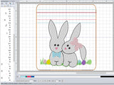 ITH Digital Embroidery Pattern for Bunny Couple Cash/Card Tall 5X4.5 Zipper Pouch, 5X7 Hoop