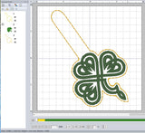 ITH Digital Embroidery Pattern for Celtic Clover I Snap Tab / Key Chain, 4X4 Hoop