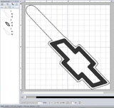 ITH Digital Embroidery Pattern for Chevrolet Long Snap Tab / Key Chain, 4X4 Hoop