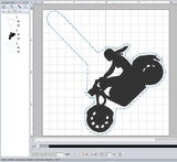 ITH Embroidery Pattern for Cruiser Bike with Female Snap Tab / Key Chain, 4X4 Hoop