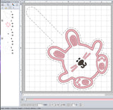 ITH Digital Embroidery Pattern for Cubby Bunny Snap Tab / Key Chain, 4X4 Hoop