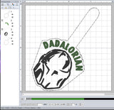 ITH Digital Embroidery Pattern for Dadalorian Snap Tab / Key Chain, 4X4 Hoop