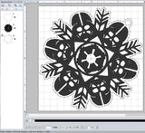 ITH Digital Embroidery Pattern for Darth Snowflake Ornament, 4X4 Hoop
