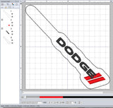 ITH Digital Embroidery Pattern for Dodge Long Snap Tab / Key Chain, 4X4 Hoop