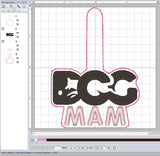 ITH Digital Embroidery Pattern for Dog Mam Snap Tab / Key Chain, 4X4 Hoop