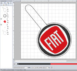 ITH Digital Embroidery Design for Fiat Snap Tab / Key Chain, 4X4 Hoop